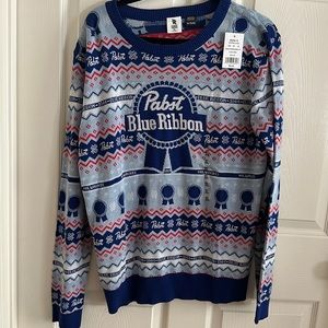 Christmas sweater Pabst Blue Ribbon XL Mens